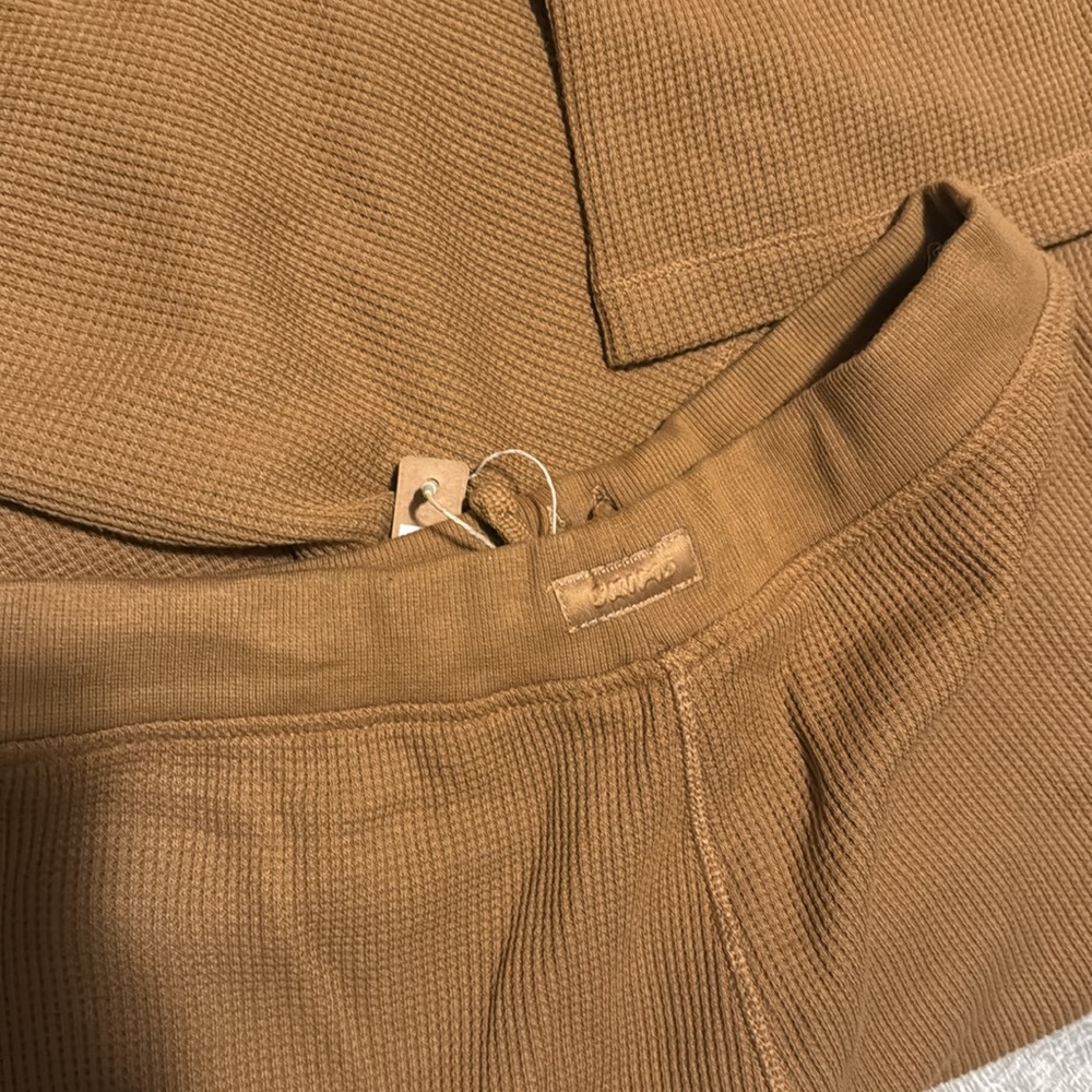Skim Loose Waffle Pants Camel Size Small - Picture 5 of 5